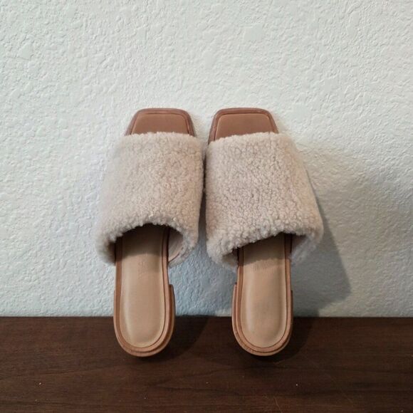 Wal & Pai - Itasca Ivory Shearling Leather Square Toe Mule Sandals 37 (US 6.5) - Picture 6 of 7